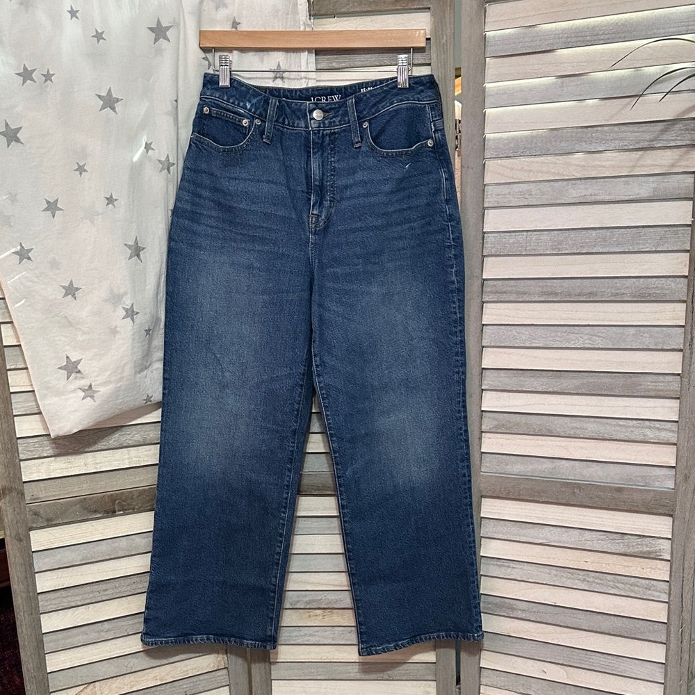 J. Crew Dark Blue curvy slim wide Leg crop Jeans